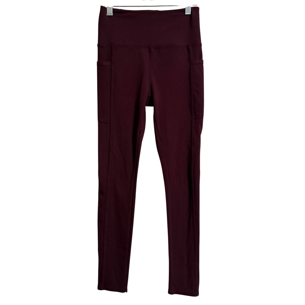 Danskin Womens High Rise Side Pocket Leggings Burgundy XS‎